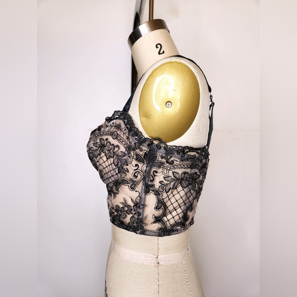 I.D. Sarrieri Green Lace Bustier 34C Sheer See through Sexy Used Once $600 - Picture 9 of 11